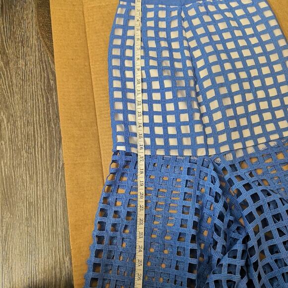 Champagne & Strawberries Windowpane Fishtail Skirt S Mermaid Corporate Siren - Picture 2 of 8